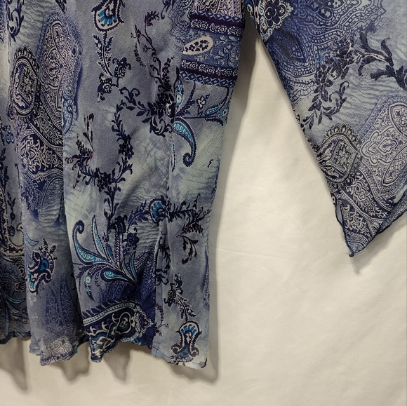 Avenue Parsley Silk Tunic Women's 18/20 Blue Floral Lined Retro 90s Y2K - Picture 3 of 9